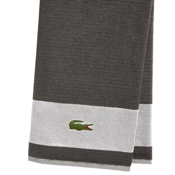 Lacoste Bath Towel 100% Cotton 30" x 52" Gray Big Crocodile Logo - Picture 2 of 8